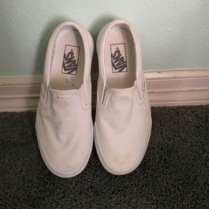 white checkerboard slip on vans 🤍